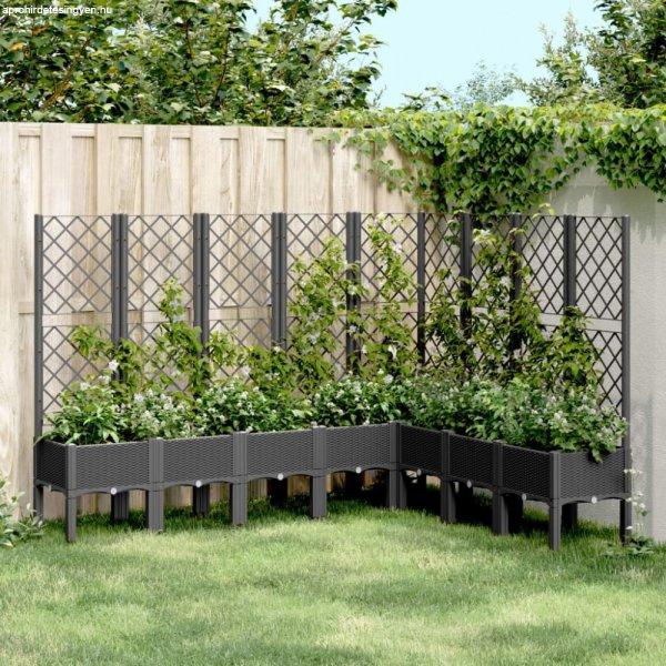 Fekete polipropilén rácsos kerti ültetőláda 200 x 160 x 142 cm