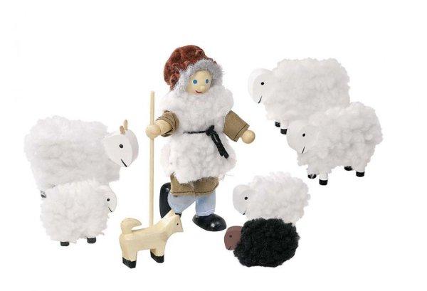 Fa baba hajlítható végtagokkal, juhász bárányokkal