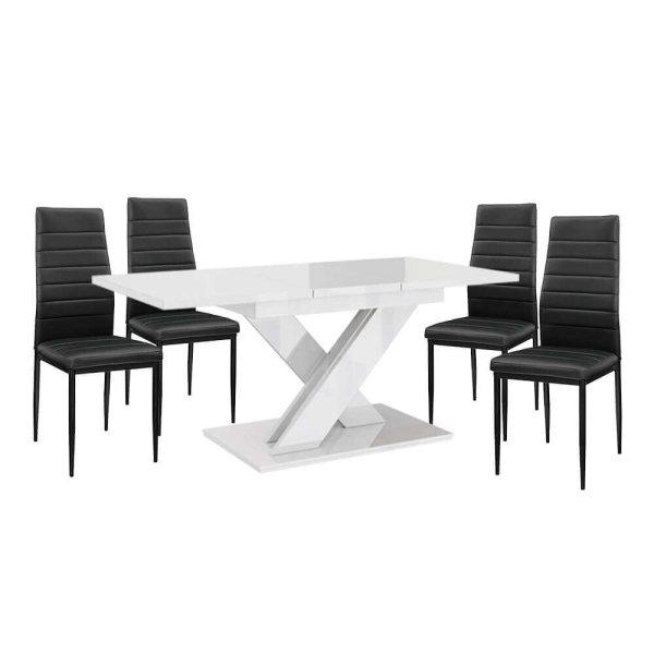 Maasix WTG Magasfényű Fehér 4 személyes étkezőszett Fekete Coleta
székekkel
