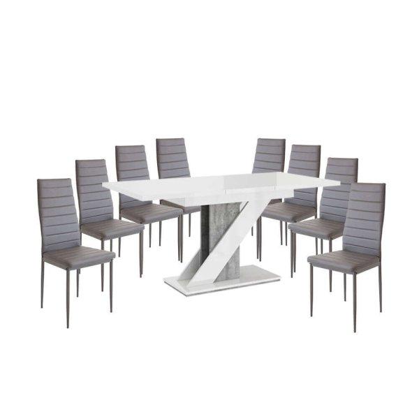 Maasix WGS Szürke-Magasfényű Fehér Z 8 személyes étkezőszett Szürke
Coleta székekkel