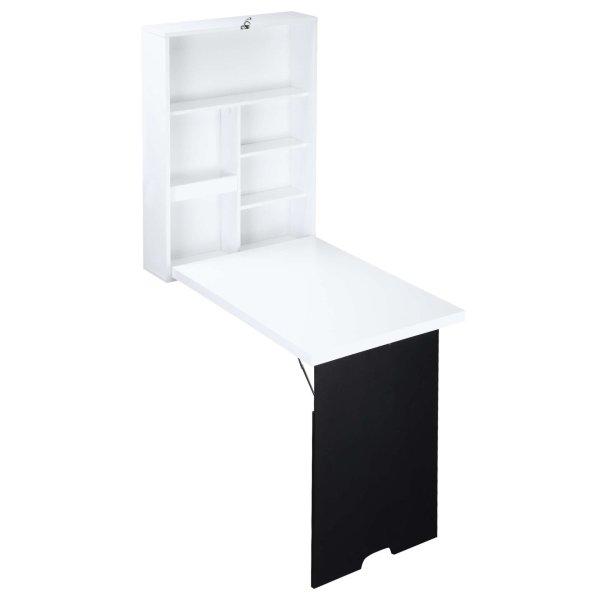 Homcom íróasztal függesztett polcokkal, MDF, 60 x 88,5 x 146,5 cm, fehér /
fekete