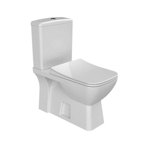 Duru perem nélküli mély öblítésű szögletes monoblokkos WC alsó/hátsó
kifolyású, tartállyal, wc tetővel