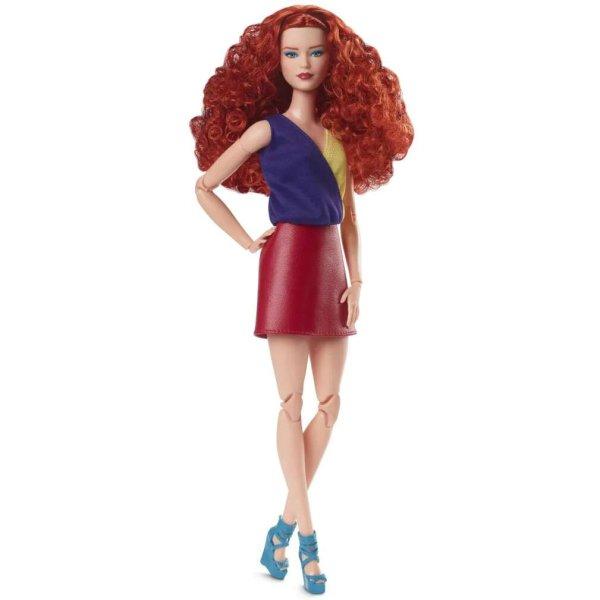 Barbie Looks Neon kollekció Barbie baba piros szoknyában