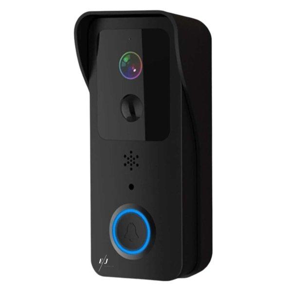 Intelligens video ajtócsengő riasztóval, EJ PRODUCTS, vízállóság,
infravörös éjszakai látás, kétirányú hang, vezeték nélküli 2.4G és
5G, alkalmazásvezérlés, fekete