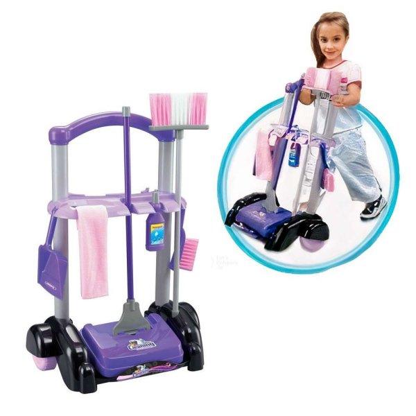 Gyermek takarítókocsi - házimunkás játék készlet ronggyal, seprűvel,
felmosóval (BBMJ)