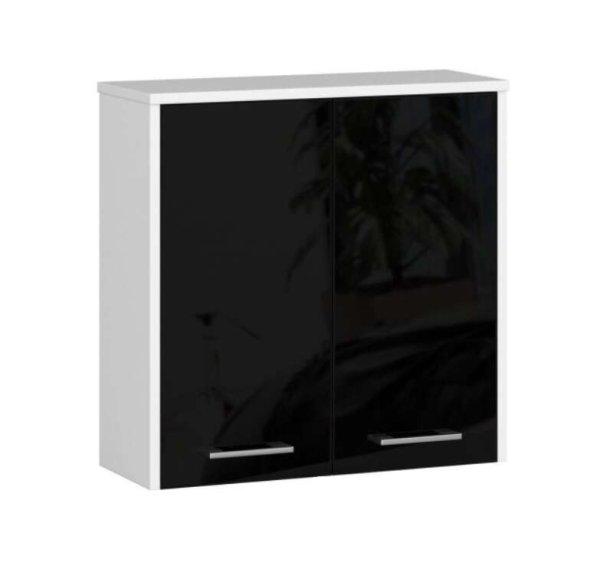 Felső Fürdőszoba szekrény P60_60 #fehér-fekete fényes