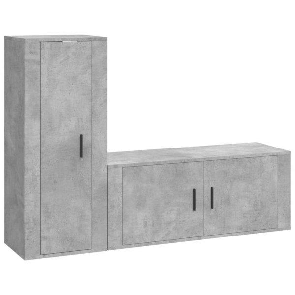2-részes betonszürke szerelt fa tv-szekrényszett