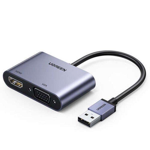 Ugreen adapter converter USB - HDMI 1.3 (1920 x 1080@60Hz) + VGA 1.2 (1920 x
1080@60Hz) gray (CM449)