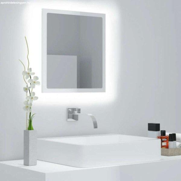 vidaXL magasfényű fehér akril LED-es fürdőszobatükör 40x8,5x37 cm