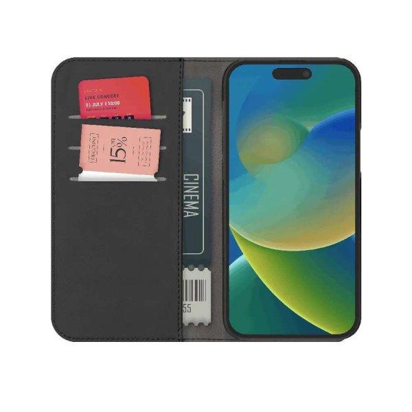 Puro Eco-Leder Wallet Apple iPhone 15 Flip Tok - Fekete