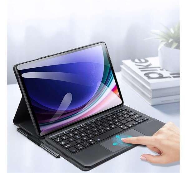 DUX DUCIS TK bluetooth billentyűzet + touch pad (asztali tartó, QWERTY, ceruza
tartó) FEKETE Samsung Galaxy Tab S9 LTE (SM-X716), Galaxy Tab S9 WIFI (SM-X710)