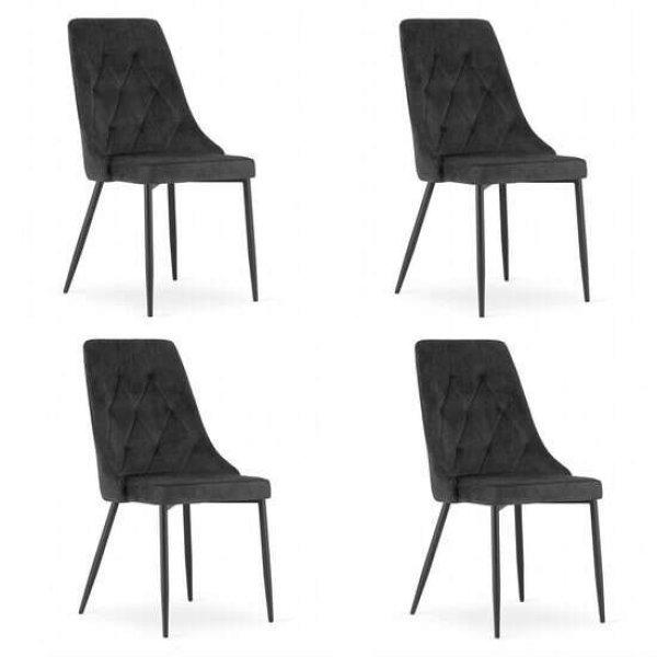 4 székből álló készlet skandináv stílus, Mercaton, Imola, bársony, fém,
fekete, 48,5x61x93,5 cm