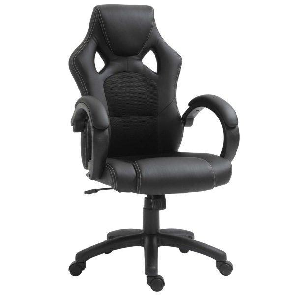 Irodai szék, Outsunny, PVC, fekete