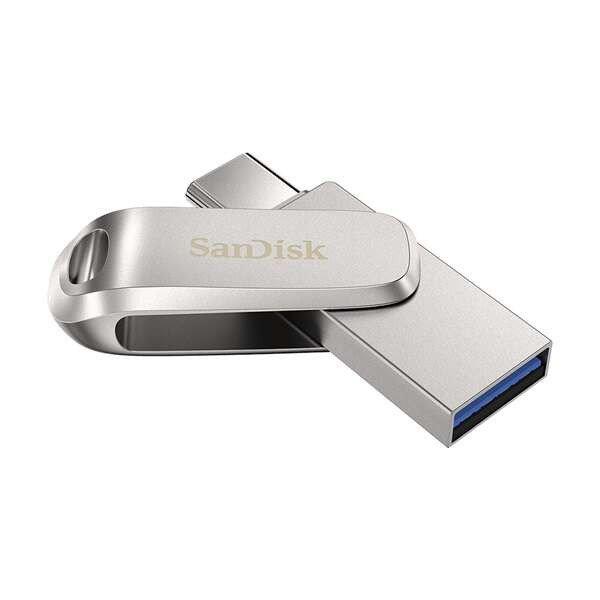 SanDisk Pendrive, 64GB Dual Drive Luxe (150MB/s, Type-C, USB 3.1 Gen 1, ezüst)