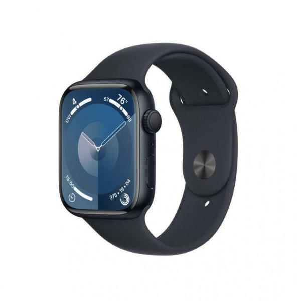 Apple Watch S9 45mm fekete aluminiumtok,fekete sport szíj (APPLE-MR9A3QH-A)