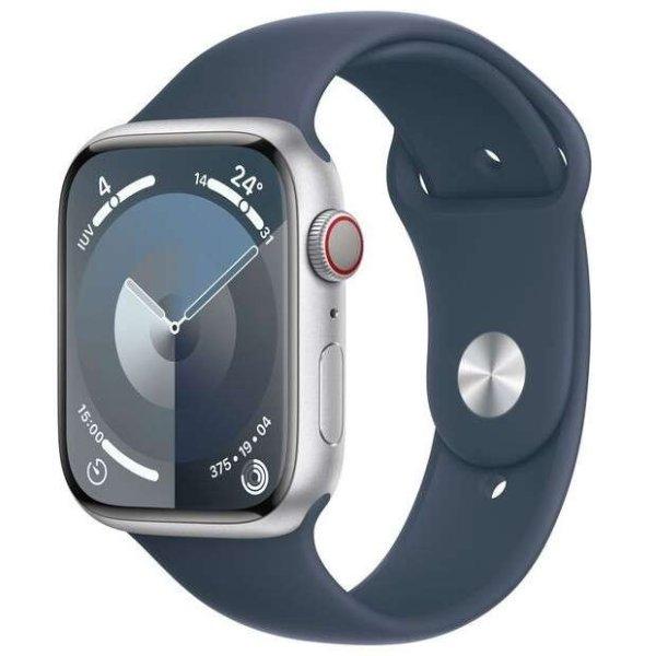 Apple Watch S9 Aluminium Cellular 45mm Silber (Sportarmband sturmblau) M/L NEW
(MRMH3QF/A)