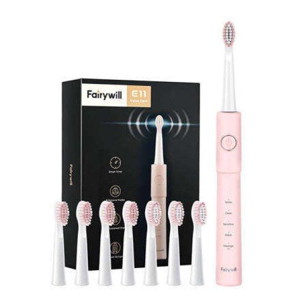 FairyWill FW-E11 Szónikus fogkefe fejkészlettel és tokkal (rózsaszín)