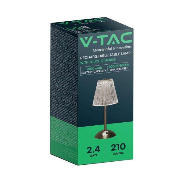 V-TAC 2.4W nikkelezett homok színű, érintéssel vezérelhető akkumulátoros
LED lámpa, CCT - SKU 10327