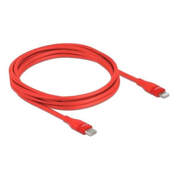 Delock 86635 2m USB-C, Lightning iPhone/iPad/iPod kompatibilis piros MFi adat-
és töltőkábel