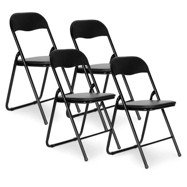 4 darabos összecsukható kerti vendéglátóipari szék készlet, fekete
öko-bőr