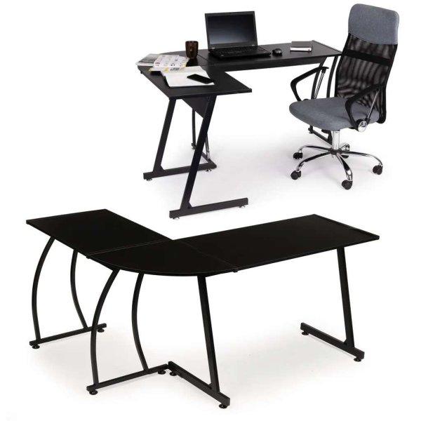 LOFT típusú sarok íróasztal, 148x48x73.5 cm, fekete