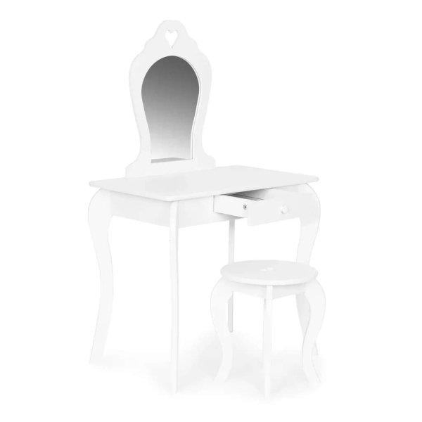 ECOTOYS Fiókos gyermek fésülködő- öltözőasztal tükörrel, székkel,
110x65x43 cm, fehér