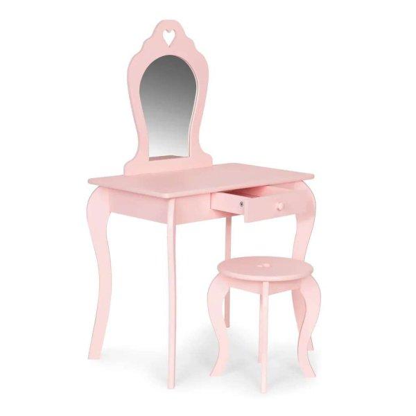 ECOTOYS Fiókos gyermek fésülködő- öltözőasztal tükörrel, székkel,
110x65x43 cm, rózsaszín