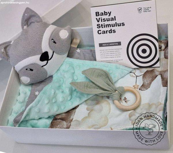 Pegazus BabyBox ajándékdoboz – Menta, mosómedvés - nagy