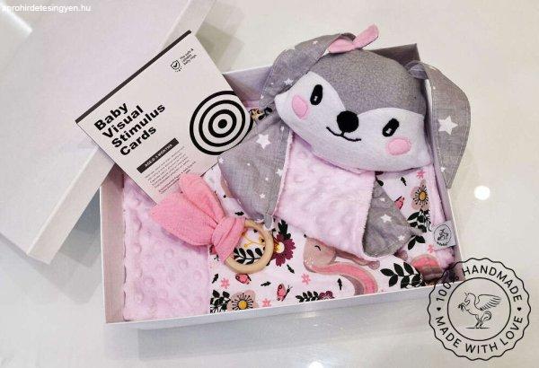 Pegazus BabyBox ajándékdoboz – Babarózsaszín nyuszis- nagy - LEVENDULÁVAL