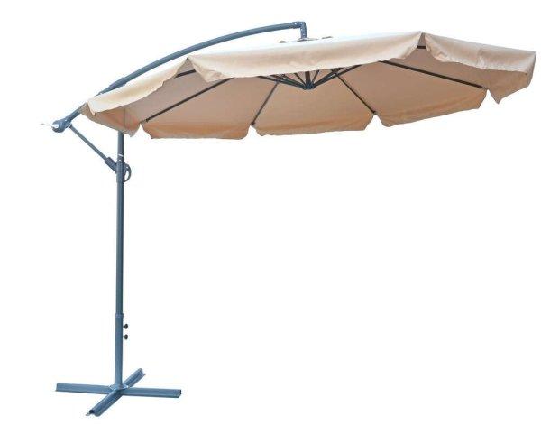 ROJAPLAST Exclusive függő napernyő hajtókarral, bézs - ø 300 cm