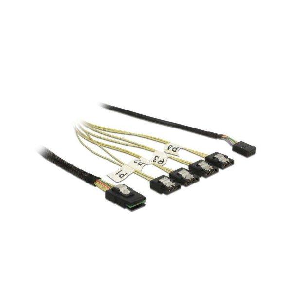 DELOCK Kabel MiniSAS SFF-8087 > 4xSATA 7Pin + Sideband 1m (85682)