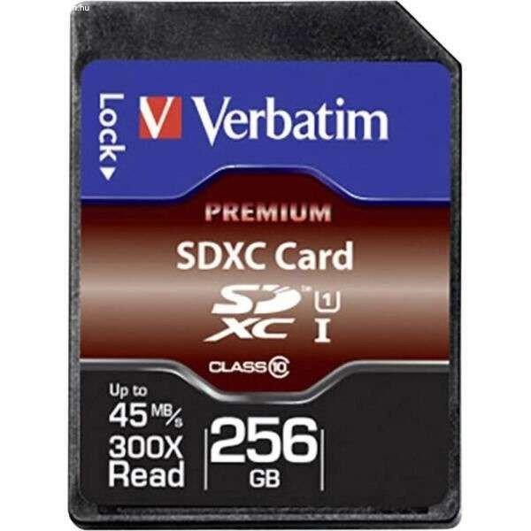 256GB SDXC Verbatim CL10 UHS-I Premium memóriakártya (44026) (44026)