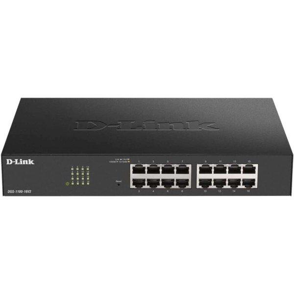D-Link DGS-1100-16V2 hálózati kapcsoló Vezérelt L2 Gigabit Ethernet
(10/100/1000) Fekete (DGS-1100-16V2/E)