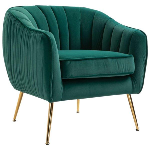 Homcom Kárpitozott fotel, fém lábak, 47,5 x 51 x 48 cm, zöld