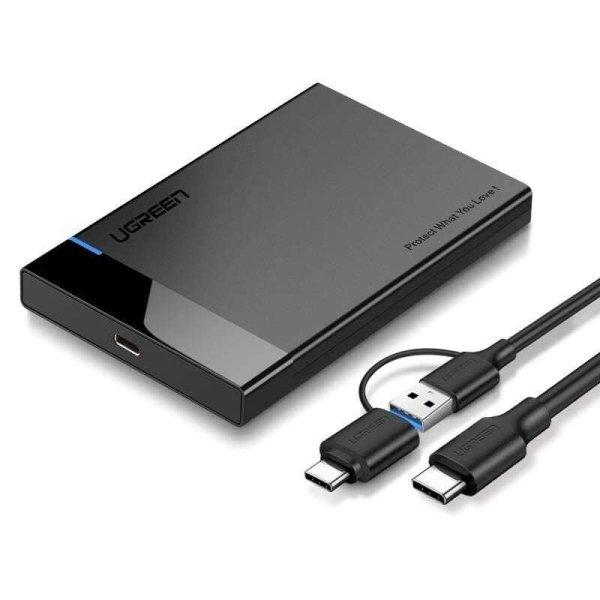 UGREEN US221 2.5 HDD / SSD külső ház SATA USB 3.0 + USB-C - USB-C 3.1 fekete
(60735)