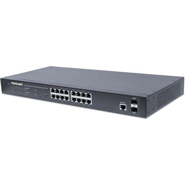 Intellinet 561198 hálózati kapcsoló Vezérelt L2+ Gigabit Ethernet
(10/100/1000) Ethernet-áramellátás (PoE) támogatása 1U Fekete (561198)