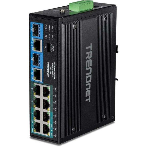 TRENDnet Switch 10-port Industrial Gbit PoE++ Din-Rail (TI-BG104)