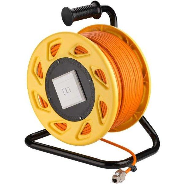 Goobay S/FTP CAT7a Hosszabbító kábeldob 50m - Narancssárga (58934)