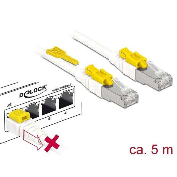 DeLOCK S/STP Cat6A Secure Patch kábel 5m Fehér (85335)