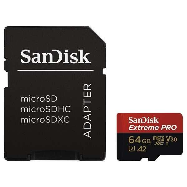 SANDISK 214503 MICROSDHC EXTREME PRO KÁRTYA 64GB 200MB/s C10 V30  UHS-I U3 A2