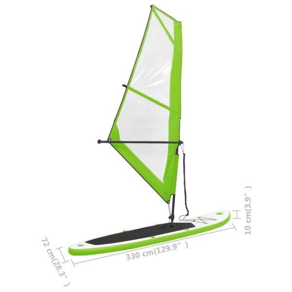 vidaXL zöld és fehér felfújható állószörf vitorlaszettel