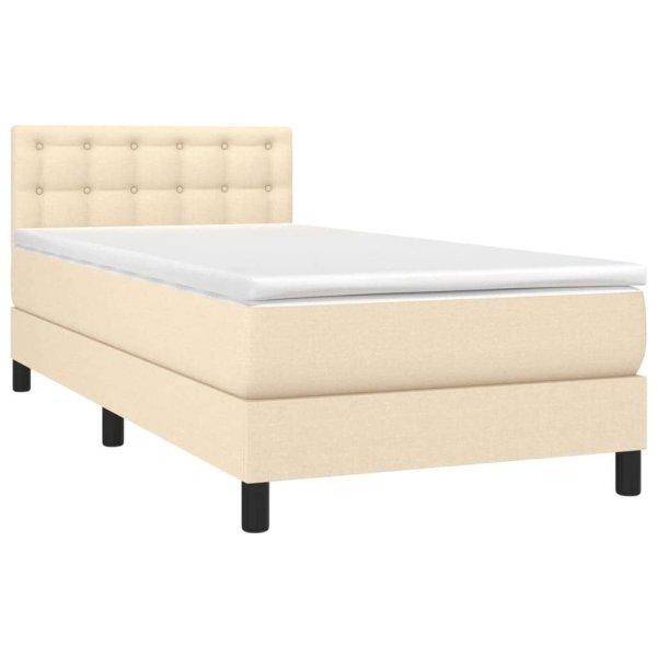 Krémszínű szövet rugós és led-es ágy matraccal 90x200 cm