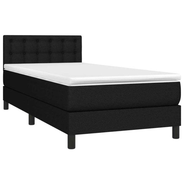 Fekete szövet rugós és led-es ágy matraccal 90x200 cm