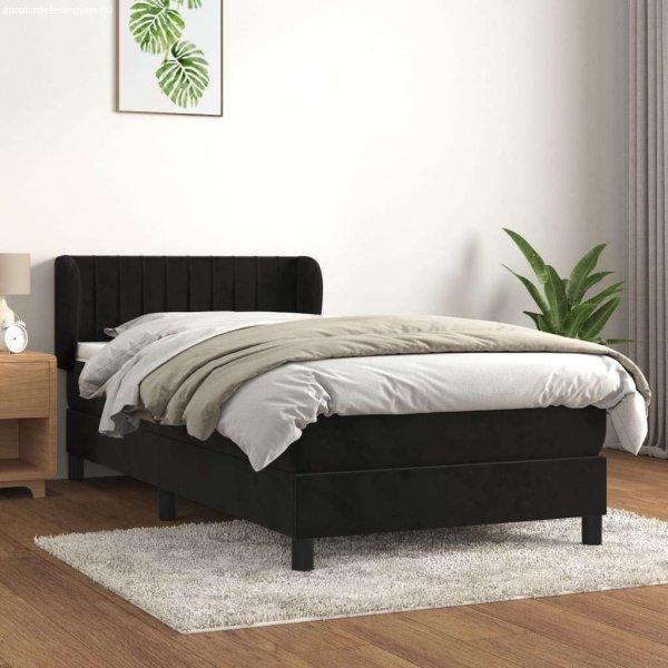 vidaXL fekete bársony rugós ágy matraccal 90x190 cm