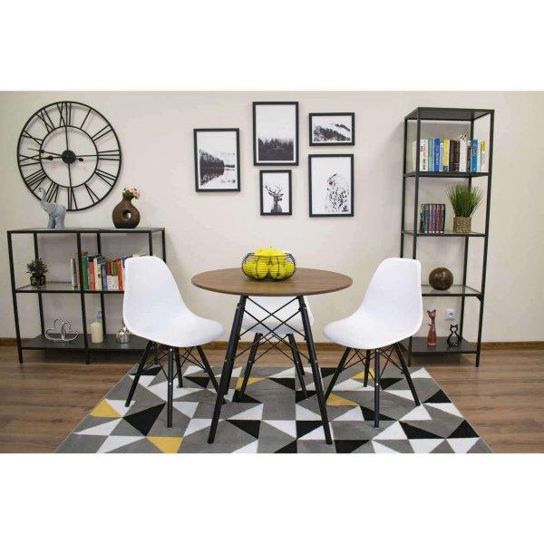 Skandináv stílusú asztal, Mercaton, kerek, MDF és fa, rusztikus barna, 80x75
cm, 80x75 cm