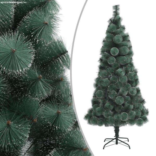 Zöld pvc és pe műkarácsonyfa led-ekkel és gömbszettel 150 cm