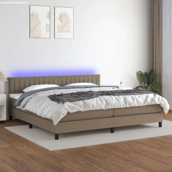 vidaXL tópszínű szövet rugós és LED-es ágy matraccal 200 x 200 cm
