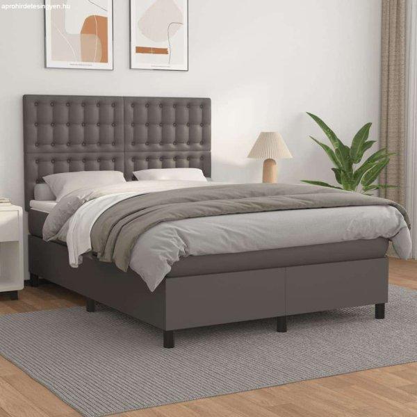 vidaXL szürke műbőr rugós ágy matraccal 140 x 200 cm