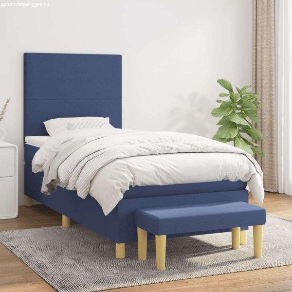 vidaXL kék szövet rugós ágy matraccal 90 x 200 cm