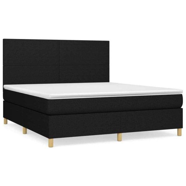 Fekete szövet rugós ágy matraccal 180 x 200 cm